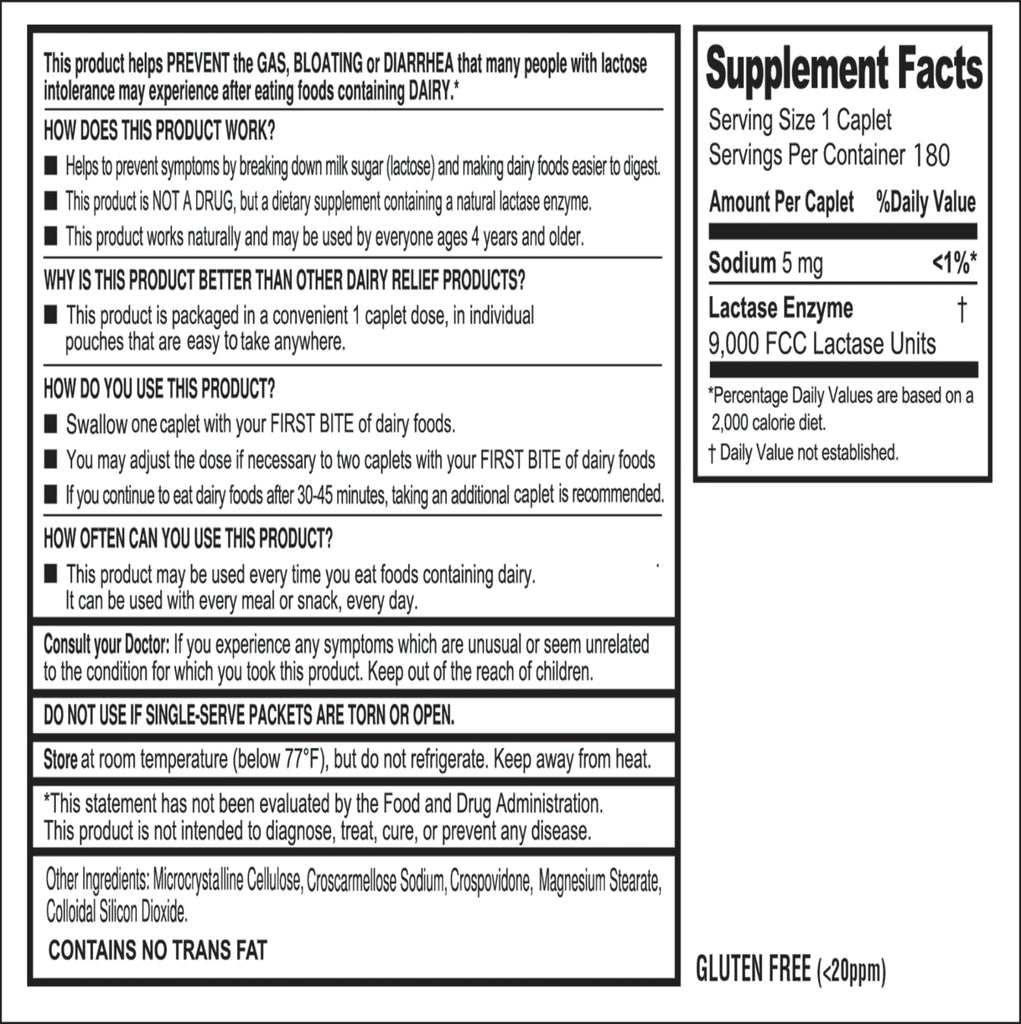 NEW ! Kirkland Signature Fast Acting Lactase 180 Caplets, FAST SHIPPING !