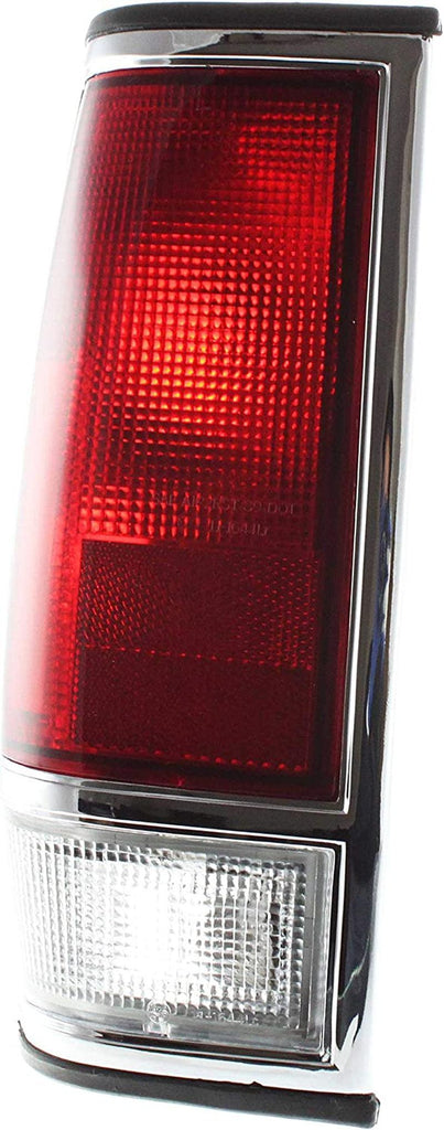 Tail Light Compatible with NISSAN PICKUP 1985-1986 LH Lens and Housing with Chrome Trim