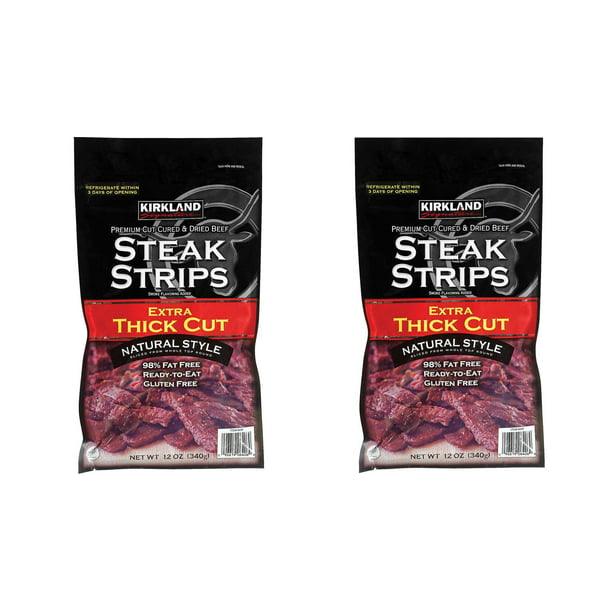 4 X Kirkland Premium Cut Steak Strips Dried Beef Jerky Extra Thick Cut 12Oz Each - dealwake