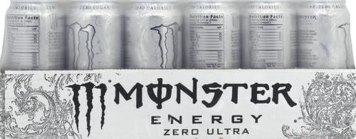 Monster Energy Zero Ultra, Sugar Free Energy Drink, 16 Fl Oz (Pack of 24)