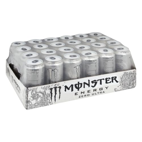 Monster Energy Zero Ultra, Sugar Free Energy Drink, 16 Fl Oz (Pack of 24)