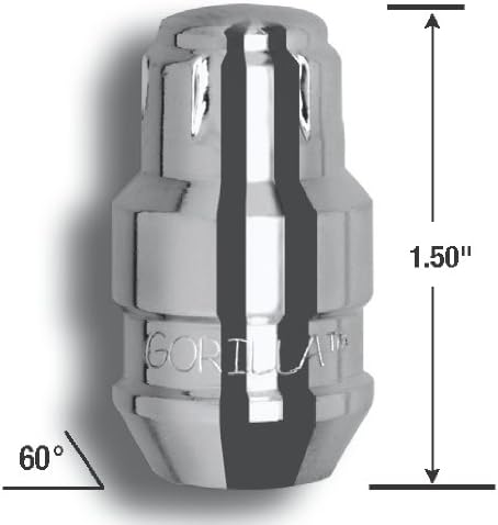 Gorilla Automotive 61631N Chrome Acorn Gorilla Guard II Wheel Locks - Set of 4 (12mm x 1.50 Thread Size)