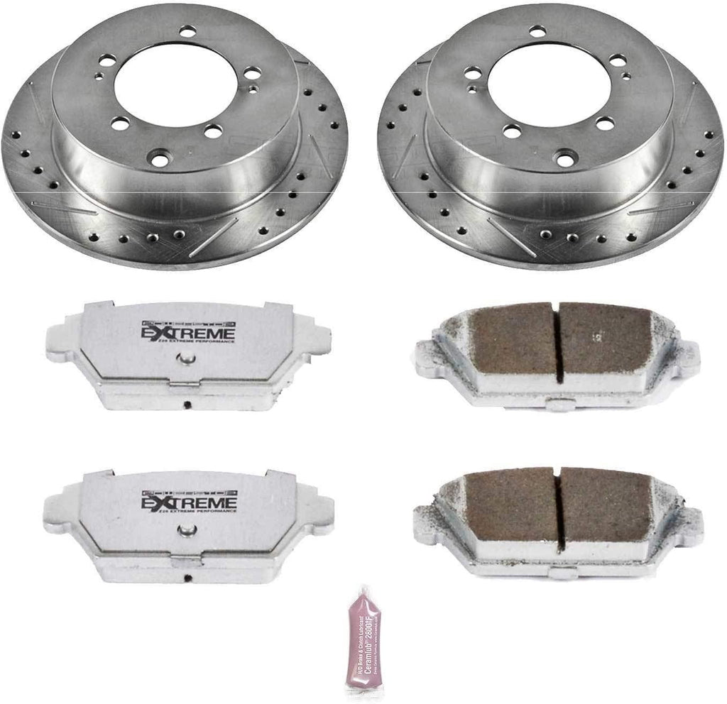 K684-26 Rear Z26 Carbon Fiber Brake Pads with Drilled & Slotted Brake Rotors Kit