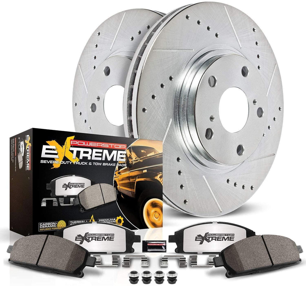 K6257-36 Rear Z36 Truck & Tow Brake Kit, Carbon Fiber Ceramic Brake Pads and Drilled/Slotted Brake Rotors