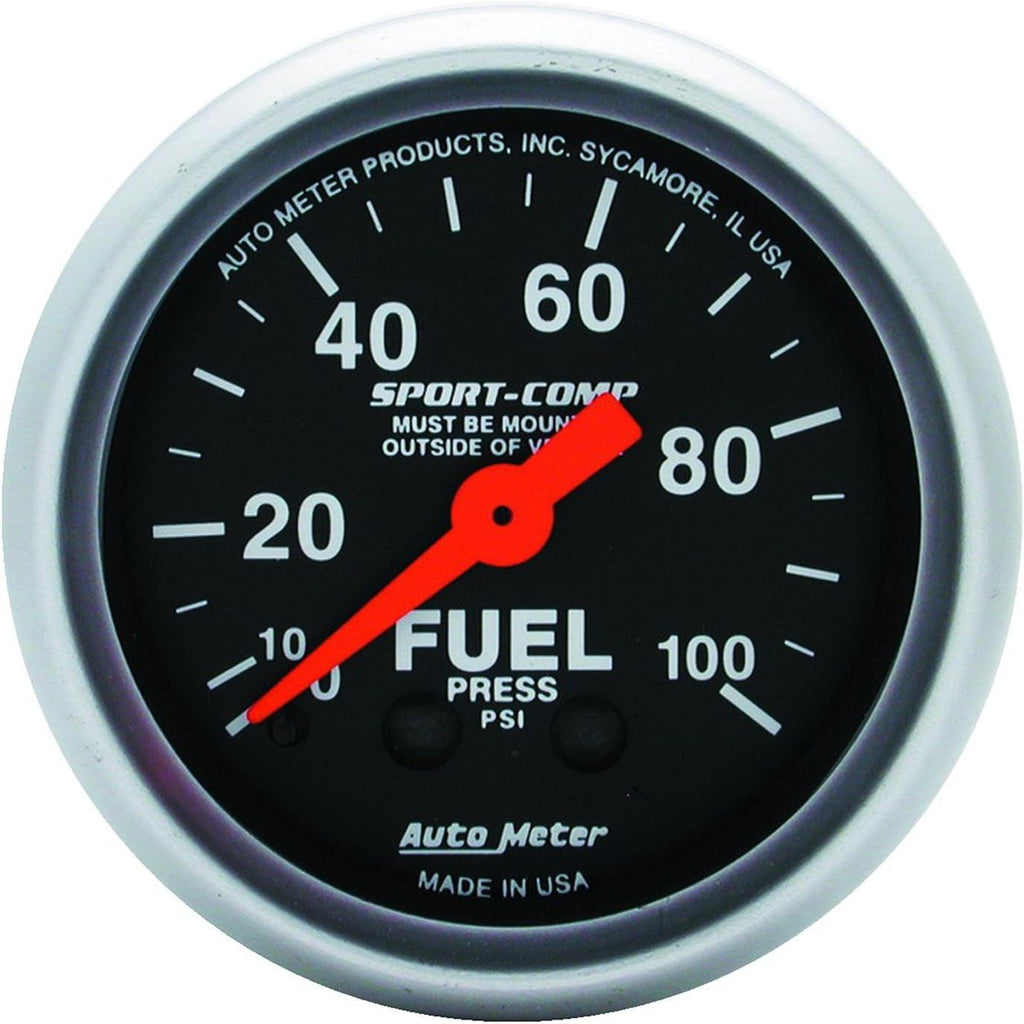 3312 Sport-Comp Mechanical Fuel Pressure Gauge, 2-1/16" (52.4Mm)