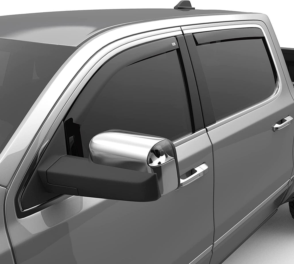 EGR  In-Channel Window Visors Front and Rear Set Dark Smoke Finish Compatible with Select Dodge Ram Models