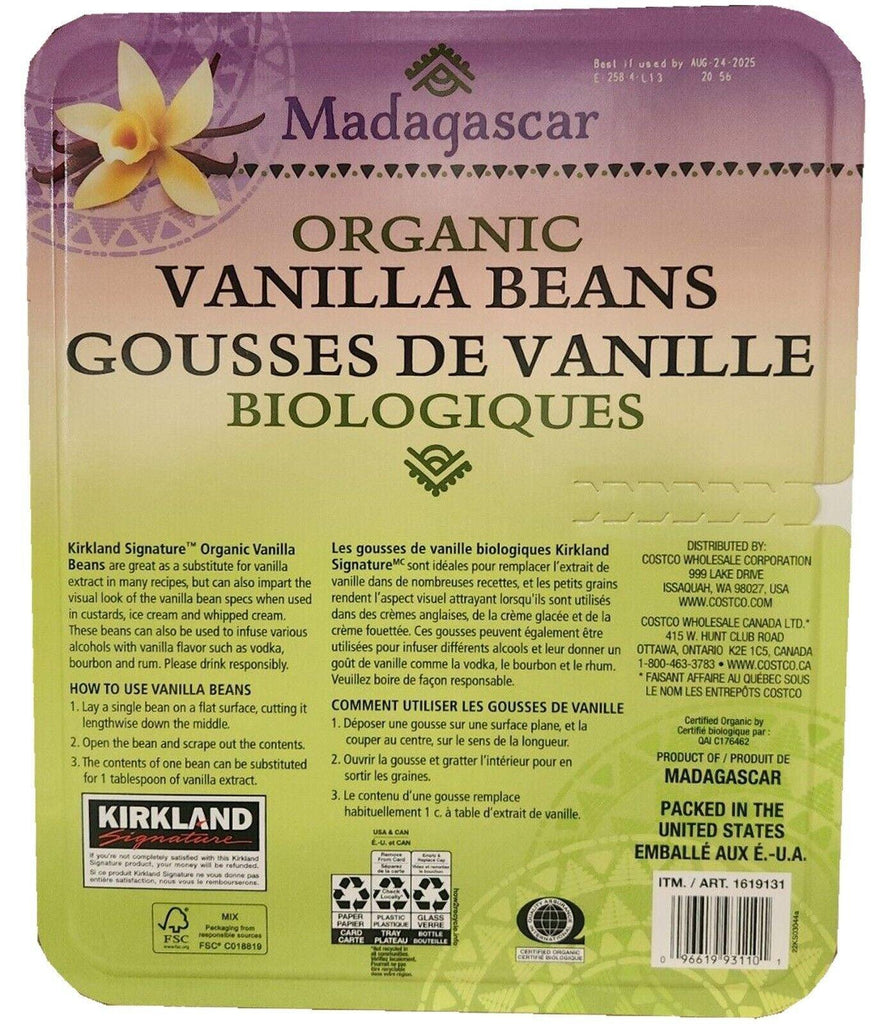 Kirkland Signature Organic Madagascar Vanilla Beans, 10 Count