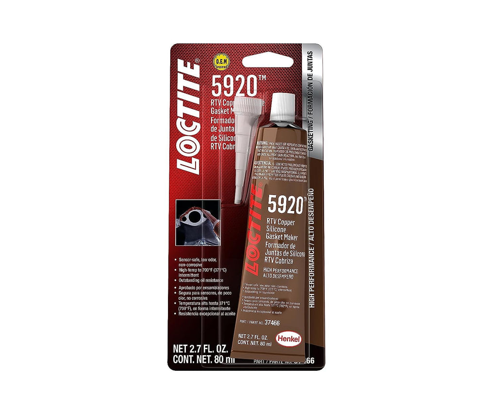 Loctite RTV 5920 Copper High Performance for Automotive: Sensor-Safe, Non-Corrosive, for Performance Engines, Oil Resistance, High-Temperature | Copper, 80 Ml Tube (PN: 37466-491984)