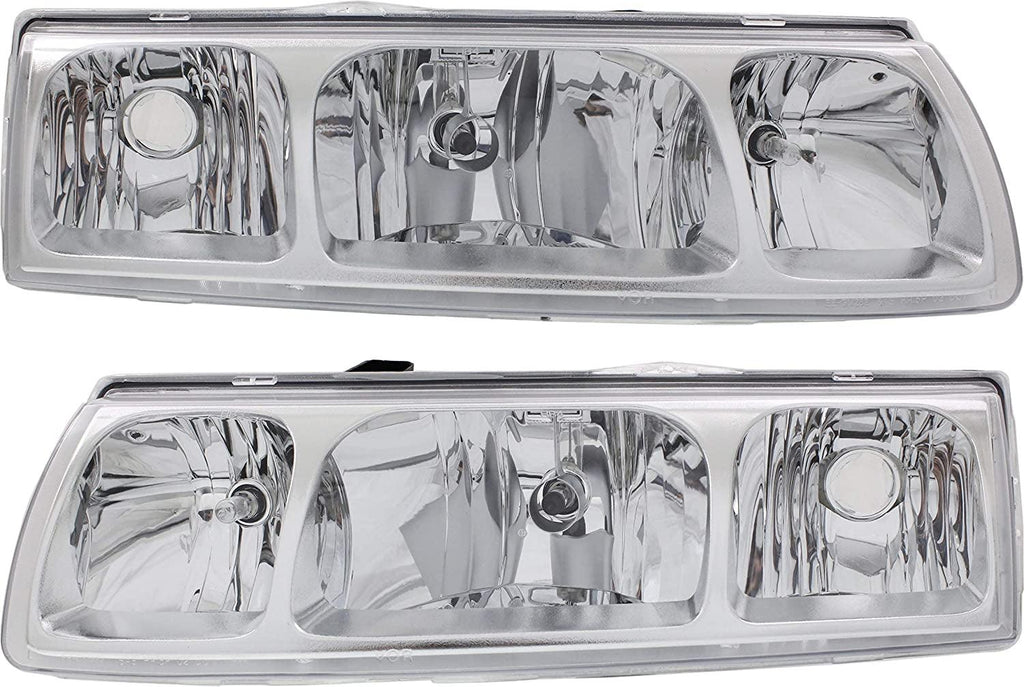 Headlight Set Compatible with 2005 Saturn Vue Left Driver and Right Passenger Side Halogen with Bulb(S)