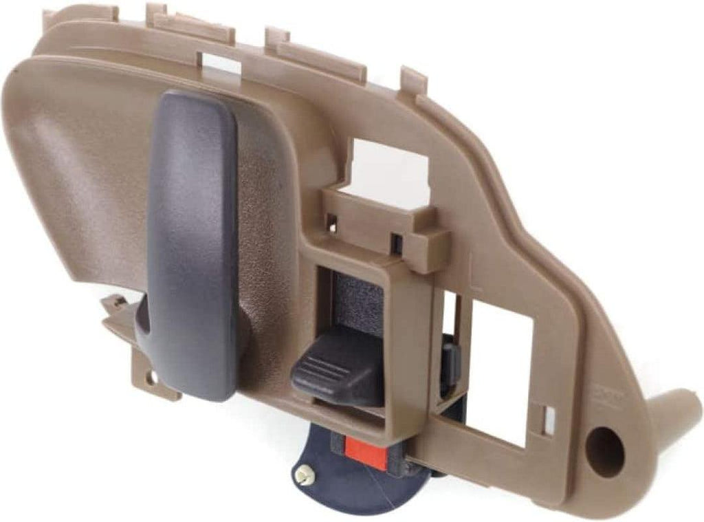 For Chevy C3500 Interior Door Handle Front Driver Side Beige Bezel with Primed Lever 1995-2000 | with Door Lock Button| Trim: Base/Silverado/Cheyenne