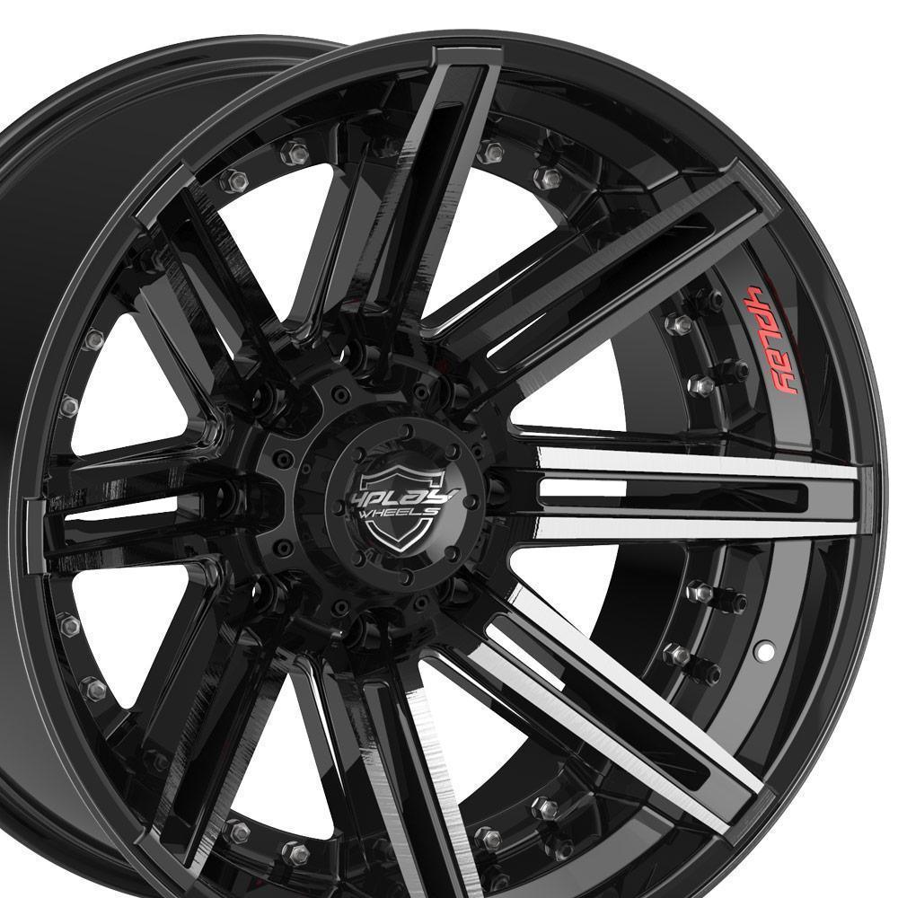 20x10 4PLAY Wheel for GM-Ford-Dodge-Hummer 4P08 Brushed Black Rim - greatparts