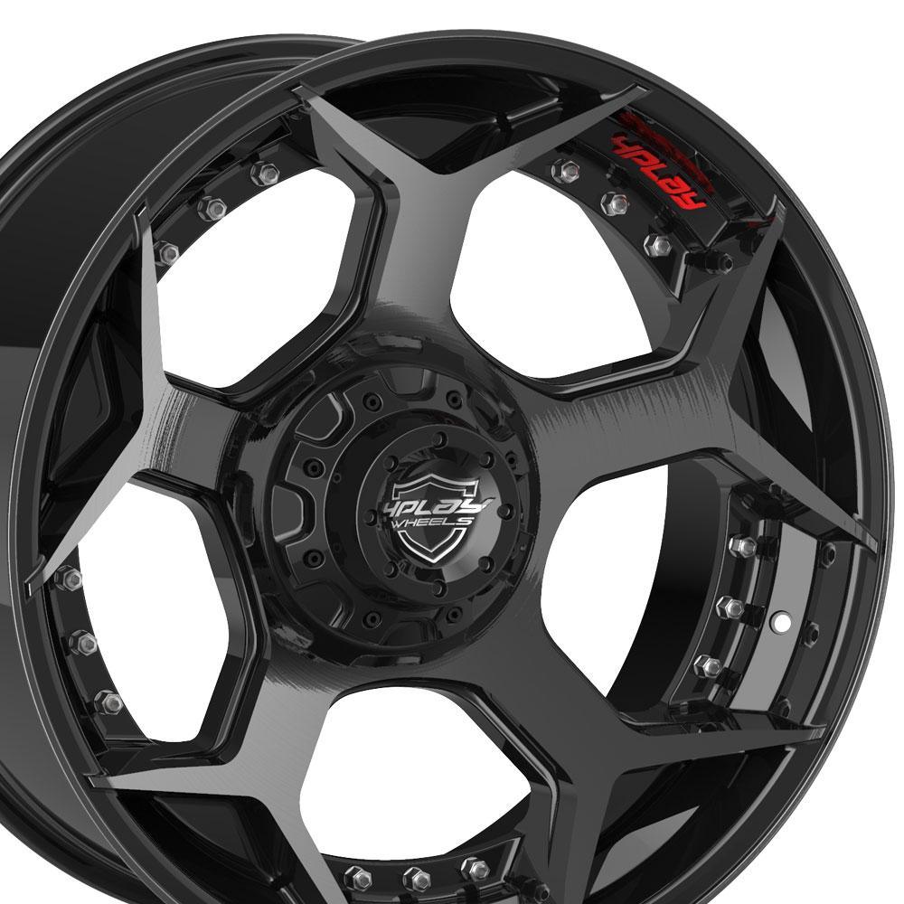 20x10 4PLAY Wheel for Ram-Dodge-Jeep-GM-Ford 4P50 Brushed Black Rim - greatparts