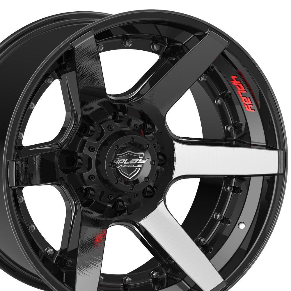 20x10 4PLAY Wheel for GM-Ford-Dodge-Hummer 4P60 Brushed Black Rim - greatparts