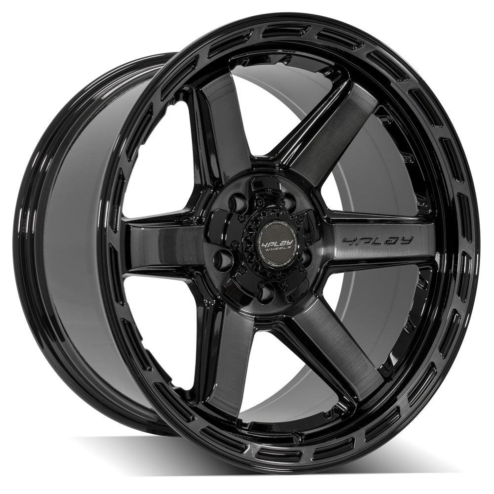 20" 4PLAY GEN3 Wheel fits Ram-Dodge-Jeep-GM-Ford - 4P63 Brushed Black 20x10 - greatparts