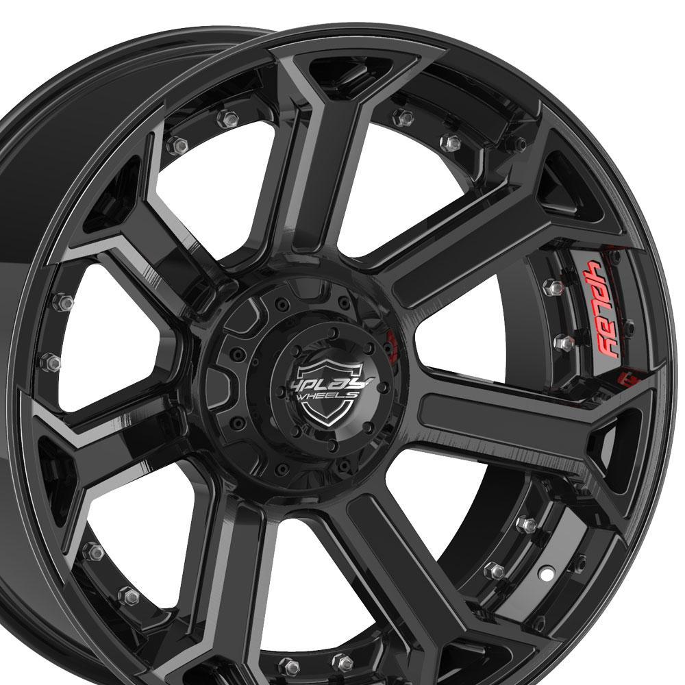 22x10 4PLAY Wheel for GM-Ford-Lincoln-Nissan-Toyota 4P70 Brushed Black - greatparts