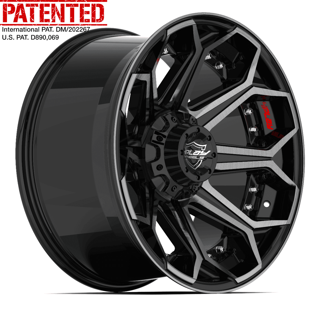 20x10 4PLAY Wheel for GM-Ford-Lincoln-Nissan-Toyota 4P80R Brushed Black - greatparts