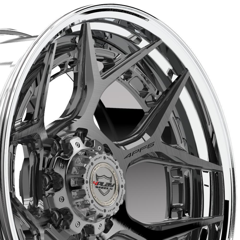 22x10 4PLAY Wheel for Ford 4PF6 Polished Barrel w/Tinted Clear Center Rim - greatparts