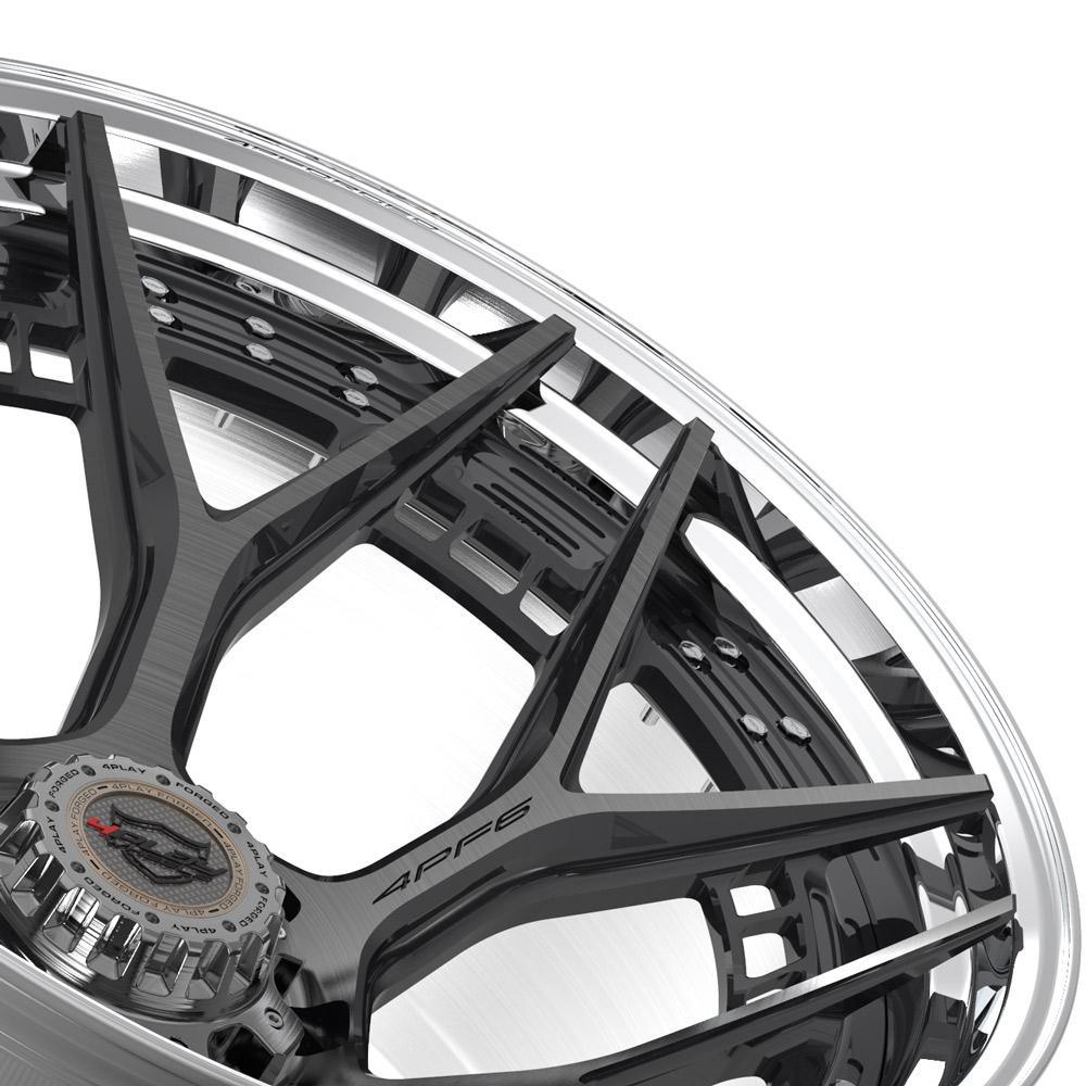 24x14 4PLAY Wheel for Chevy-GMC 4PF6 Polished Barrel w/Tinted Clear Center Rim - greatparts