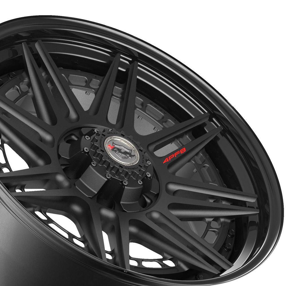 20x9 4PLAY Wheel for GM-Ford-Lincoln-Nissan-Toyota 4PF8 Gloss Black Barrel w/Mat - greatparts