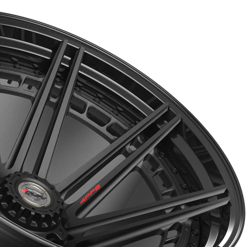 24x14 4PLAY Wheel for GM-Ford-Dodge-Hummer 4PF8 Gloss Black Barrel w/Matte Cente - greatparts