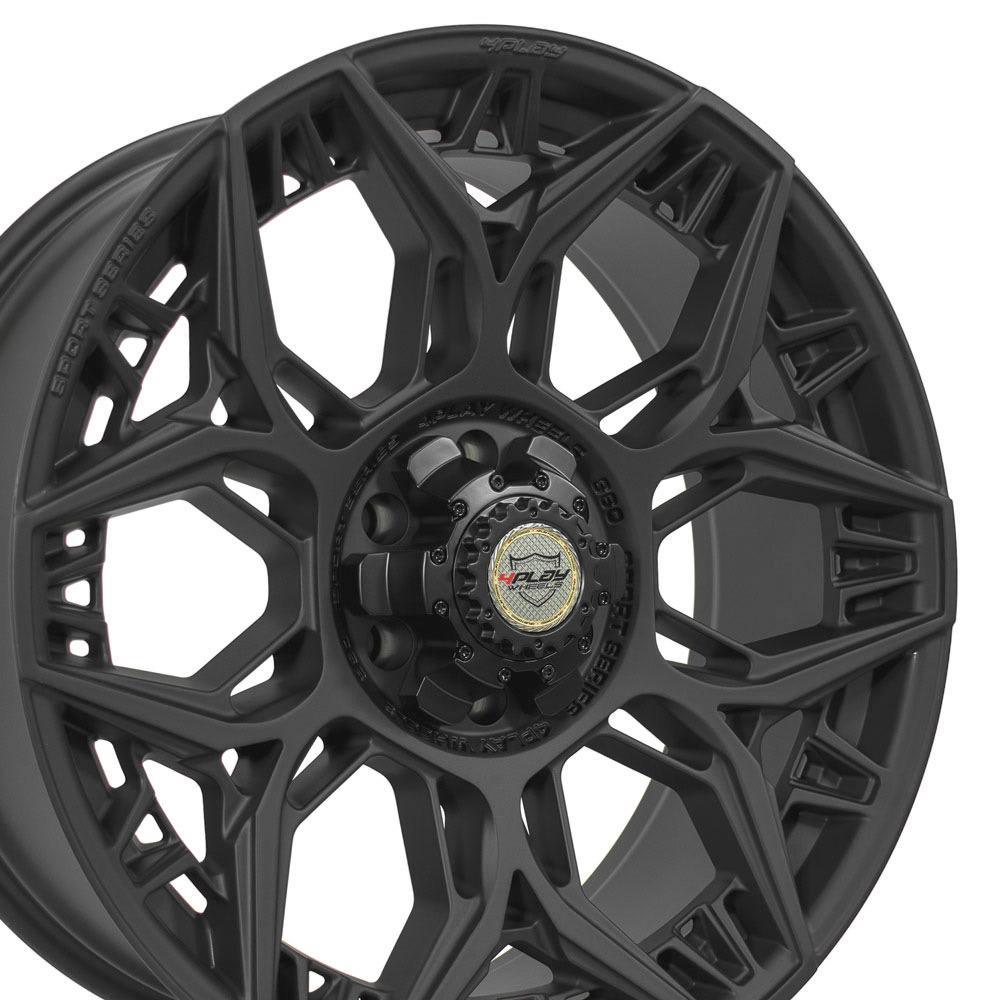 22x9 4PLAY Wheel for GMC-Ford-Chevy 4PS60 Satin Black Rim - greatparts