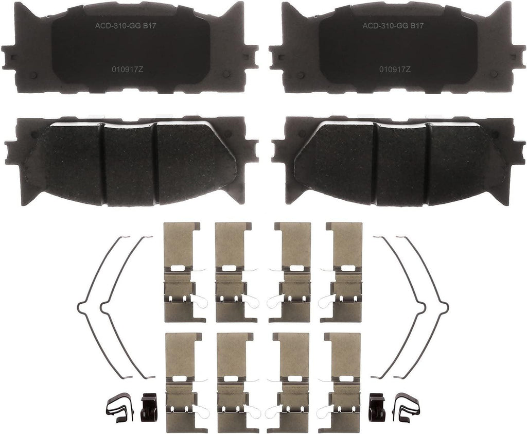 Silver 14D1222CHF1 Ceramic Front Disc Brake Pad Set with Springs and Clips