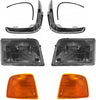 6 Piece Lighting Kit Headlights with Bezels & Corner Lights LH Driver & RH Passenger Sides for Ford Ranger