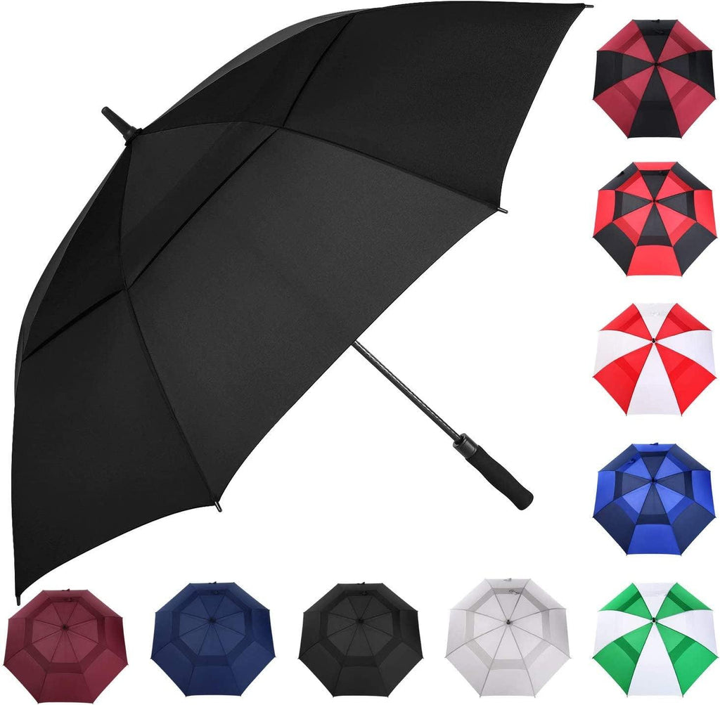 54/62/68/72 Inch Automatic Open Golf Umbrella, Extra Large Oversize Double Canopy Vented Windproof Waterproof Stick Umbrellas for Rain