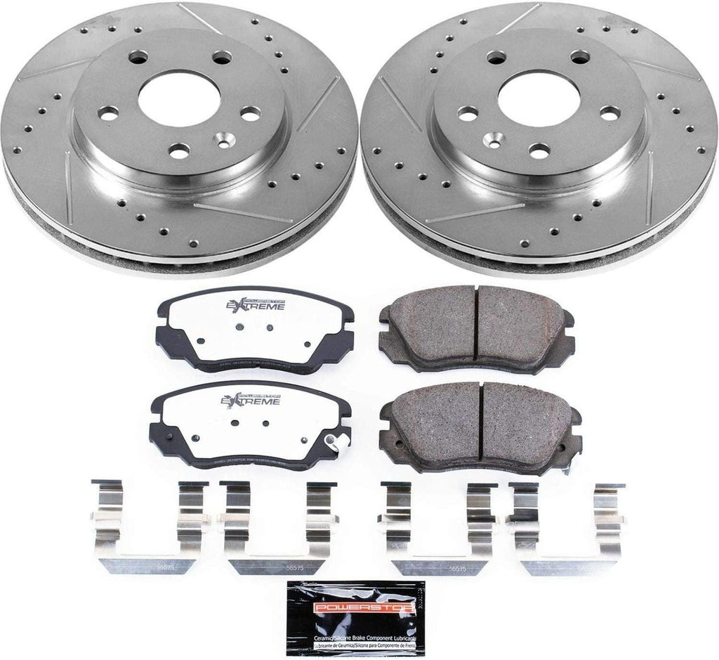 K5522-26 Front Z26 Carbon Fiber Brake Pads with Drilled & Slotted Brake Rotors Kit