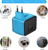 Universal International Travel Power Adapter W/Smart High Speed 2.4A 4Xusb Wall Charger, European Adapter, Worldwide AC Outlet Plugs Adapters for Europe, UK, US, AU, Asia-Blue