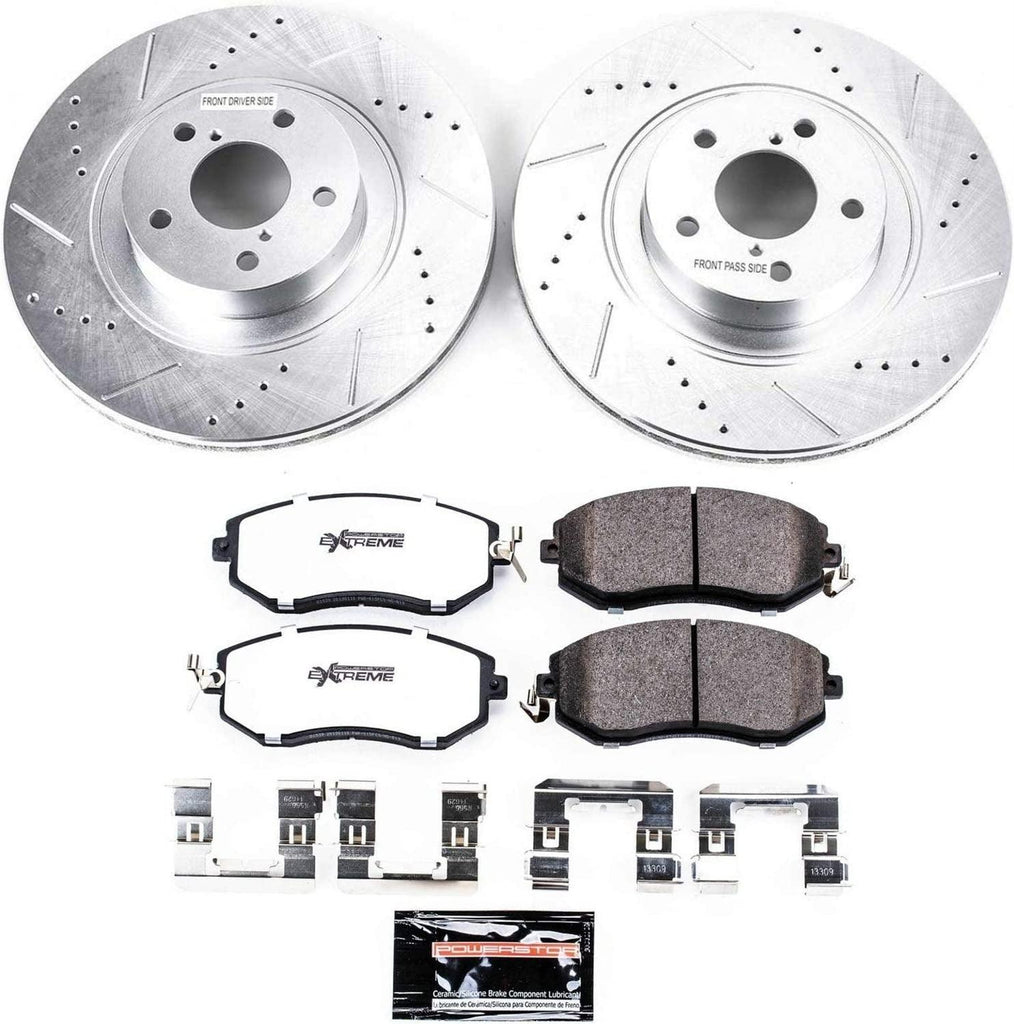 K6082-26 Front Z26 Carbon Fiber Brake Pads with Drilled & Slotted Brake Rotors Kit