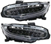 Partomotive For 16-18 Civic Front Headlight Headlamp LED Head Light Lamp w/Bulbs Set Pair