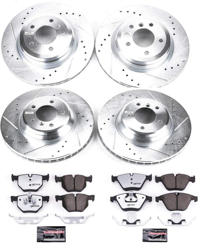 K5777-26 Front and Rear Z26 Carbon Fiber Brake Pads with Drilled & Slotted Brake Rotors Kit