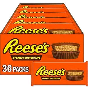 REESE'S Milk Chocolate Peanut Butter Cups, Candy Packs, 1.5 oz (36 Count)