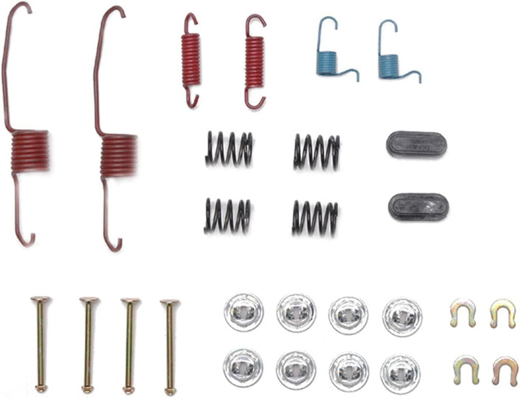 Professional 18K635 Rear Drum Brake Spring Kit with Springs, Pins, Retainers, Washers, and Caps