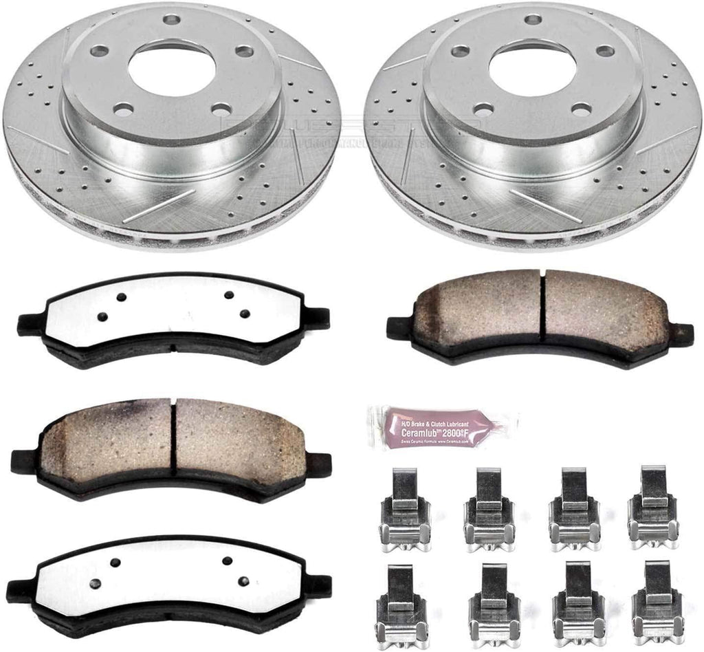 Power Stop K2193-36 Front Z36 Truck & Tow Brake Kit, Carbon Fiber Ceramic Brake Pads and Drilled/Slotted Brake Rotors