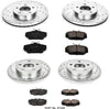 K1320 Front and Rear Z23 Carbon Fiber Brake Pads with Drilled & Slotted Brake Rotors Kit