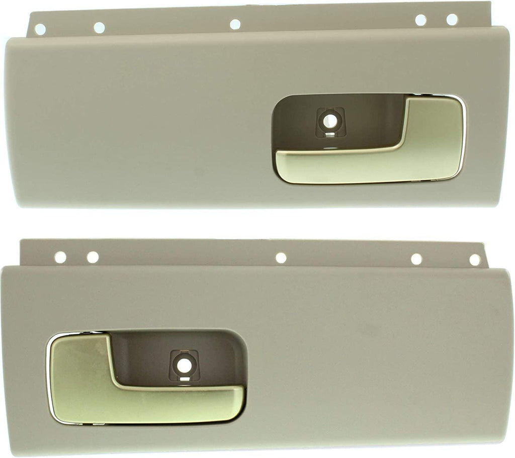 Interior Door Handle Compatible with 2003-2011 Lincoln Town Car Beige Bezel with Chrome Lever Set of 2