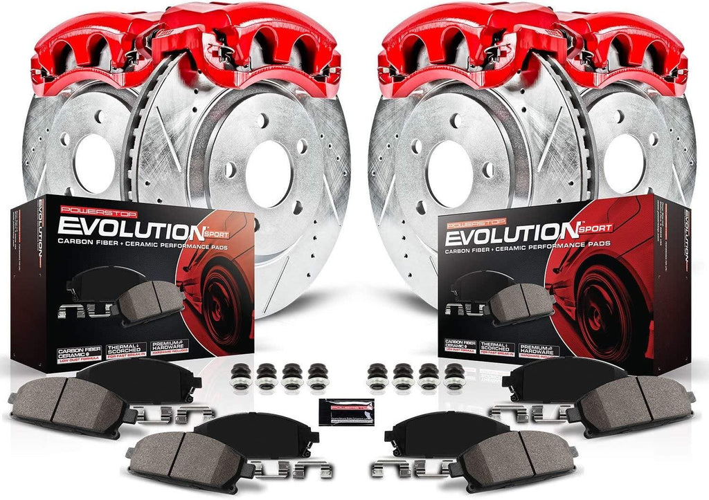 KC7228 Z23 Evolution Front and Rear Brake Kit-Drilled/Slotted Rotors, Carbon Ceramic Brake Pads & Calipers