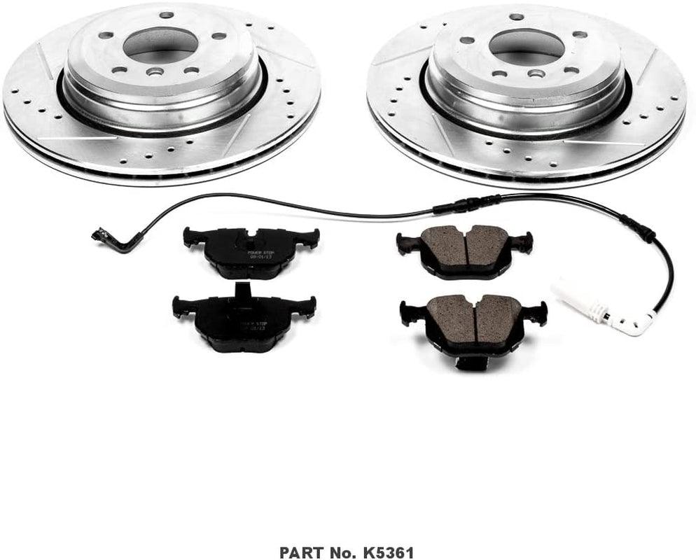 K5361 Rear Z23 Carbon Fiber Brake Pads with Drilled & Slotted Brake Rotors Kit