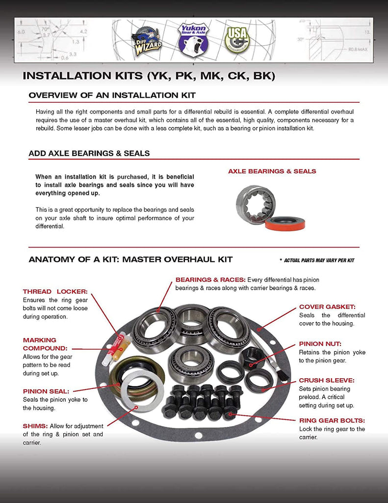 PK D44HD-VET) Pinion Installation Kit for Dodge Viper/Chevrolet Corvette Dana 44HD ICA Differential