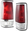 Tail Light Lens and Housing Compatible with 1985-1986 Nissan 720 with Chrome Trim, Set of 2, Driver and Passenger Side