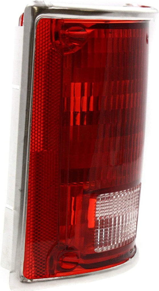 Tail Light Lens and Housing Compatible with 1979-1986 GMC K1500 Suburban / C1500 Suburban / K2500 Suburban with Chrome Trim, Set of 2, Driver and Passenger Side