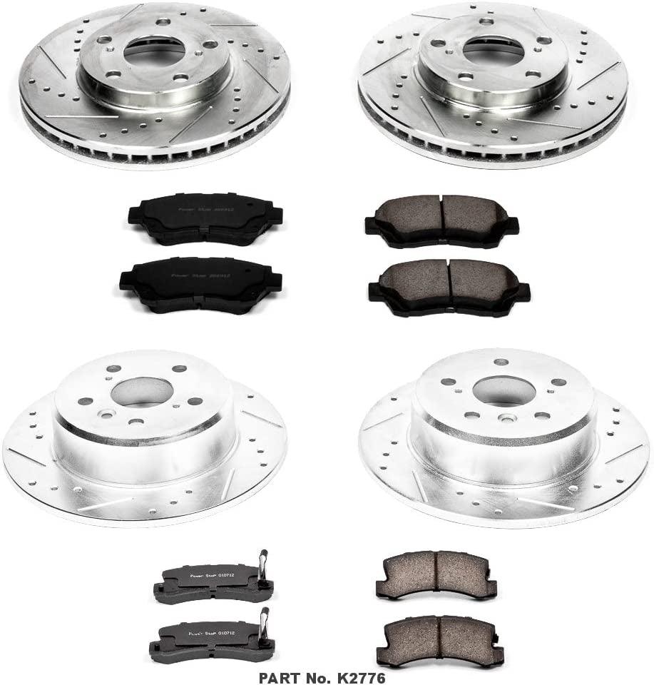 K2776 Front and Rear Z23 Carbon Fiber Brake Pads with Drilled & Slotted Brake Rotors Kit