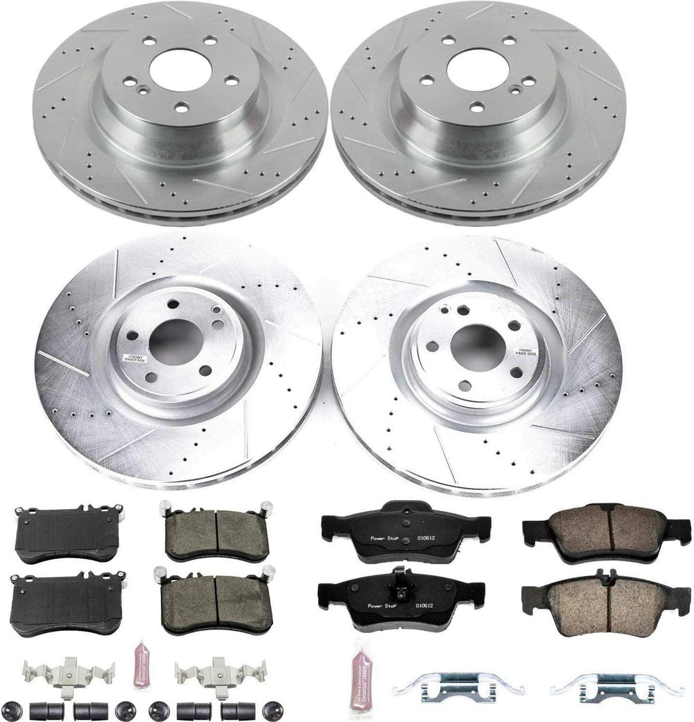 K6885 Front and Rear Z23 Carbon Fiber Brake Pads with Drilled & Slotted Brake Rotors Kit