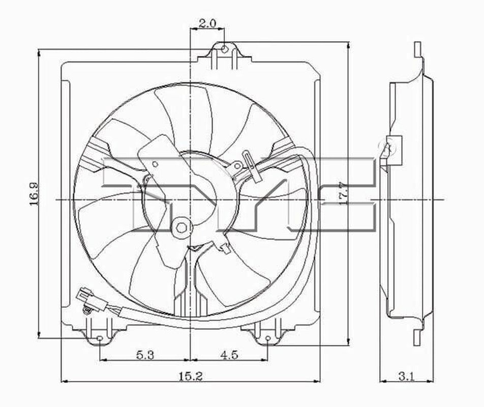 TYC A/C Condenser Fan Assembly for 01-04 RAV4 610460