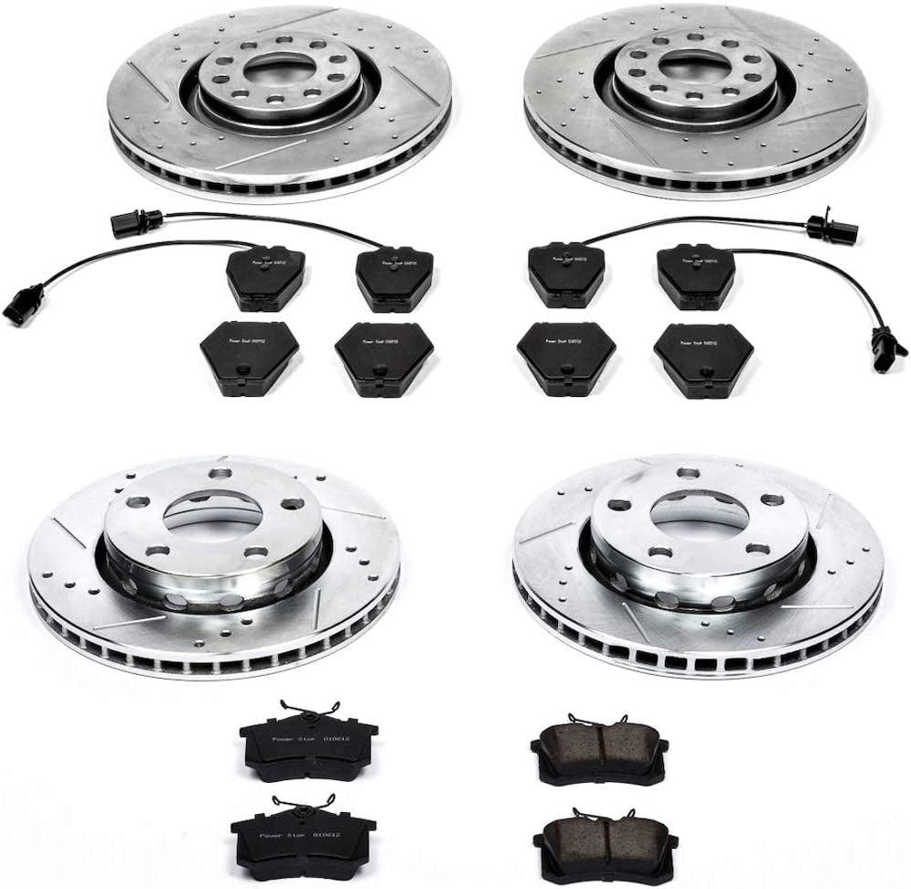 Power Stop K888 Front and Rear Z23 Carbon Fiber Brake Pads with Drilled & Slotted Brake Rotors Kit