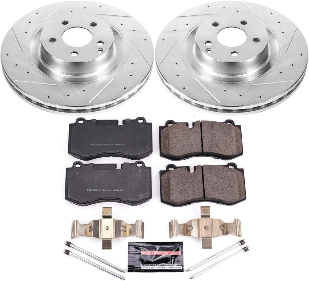 K6755 Front Z23 Carbon Fiber Brake Pads with Drilled & Slotted Brake Rotors Kit