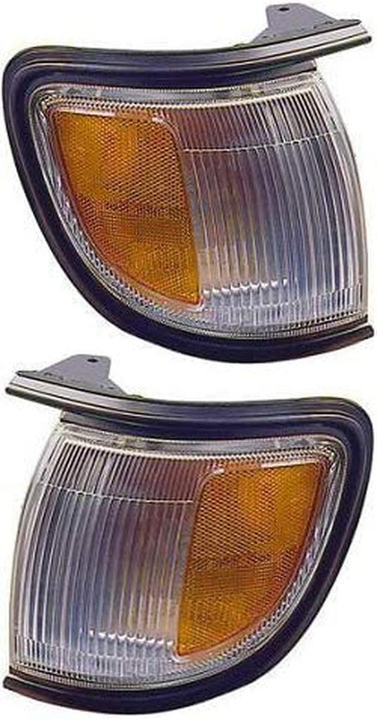 Corner Light Set of 2 Compatible with 1996-1999 Nissan Pathfinder Plastic Clear & Amber Lens with Bulbs Driver and Passenger Side