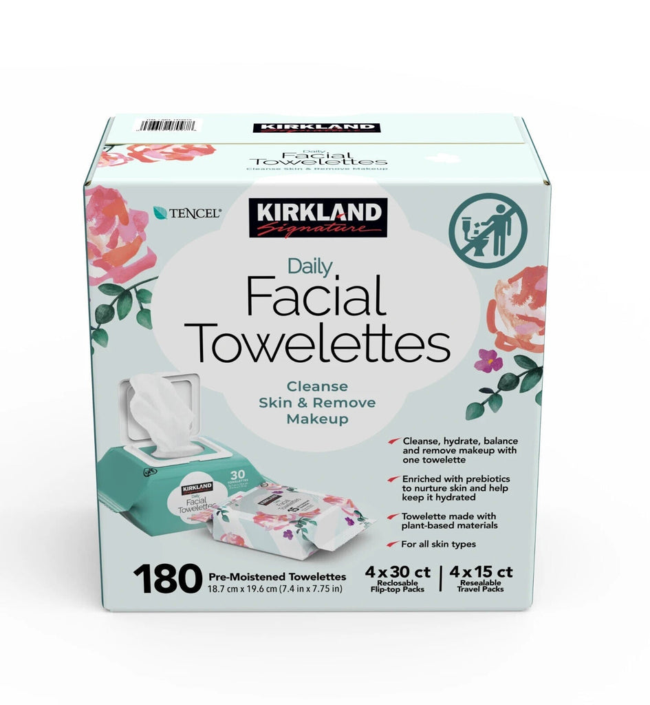 NEW ! Kirkland Signature Micellar Daily Facial Cleansing Towelettes - 180-Count